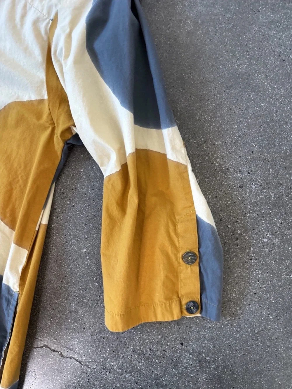Adverb Printed Button-Up Tunic in Cream, Mustard & Gray - Picture 8 of 9